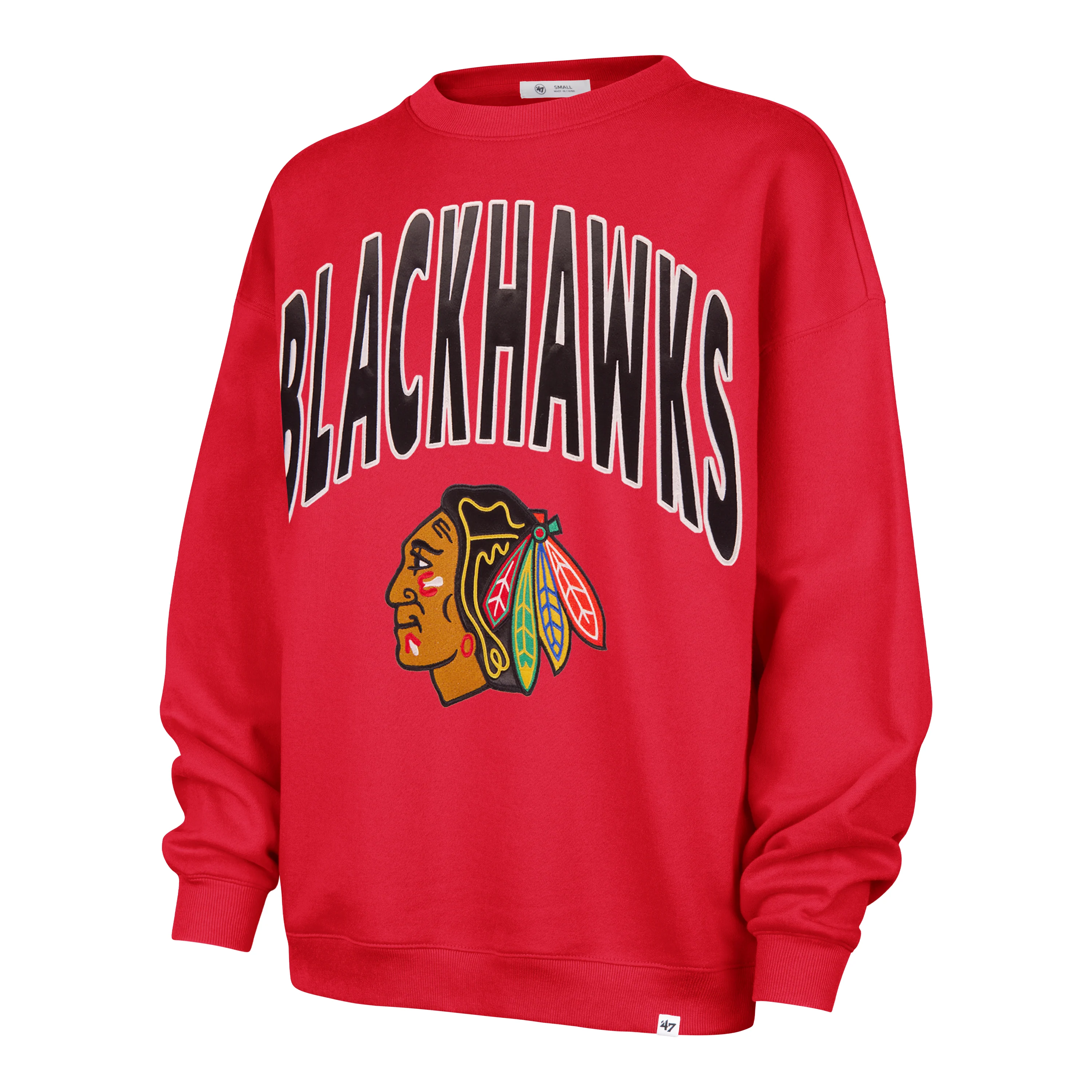 '47 Chicago Blackhawks Women's Satin Appliqué Oversized Crewneck