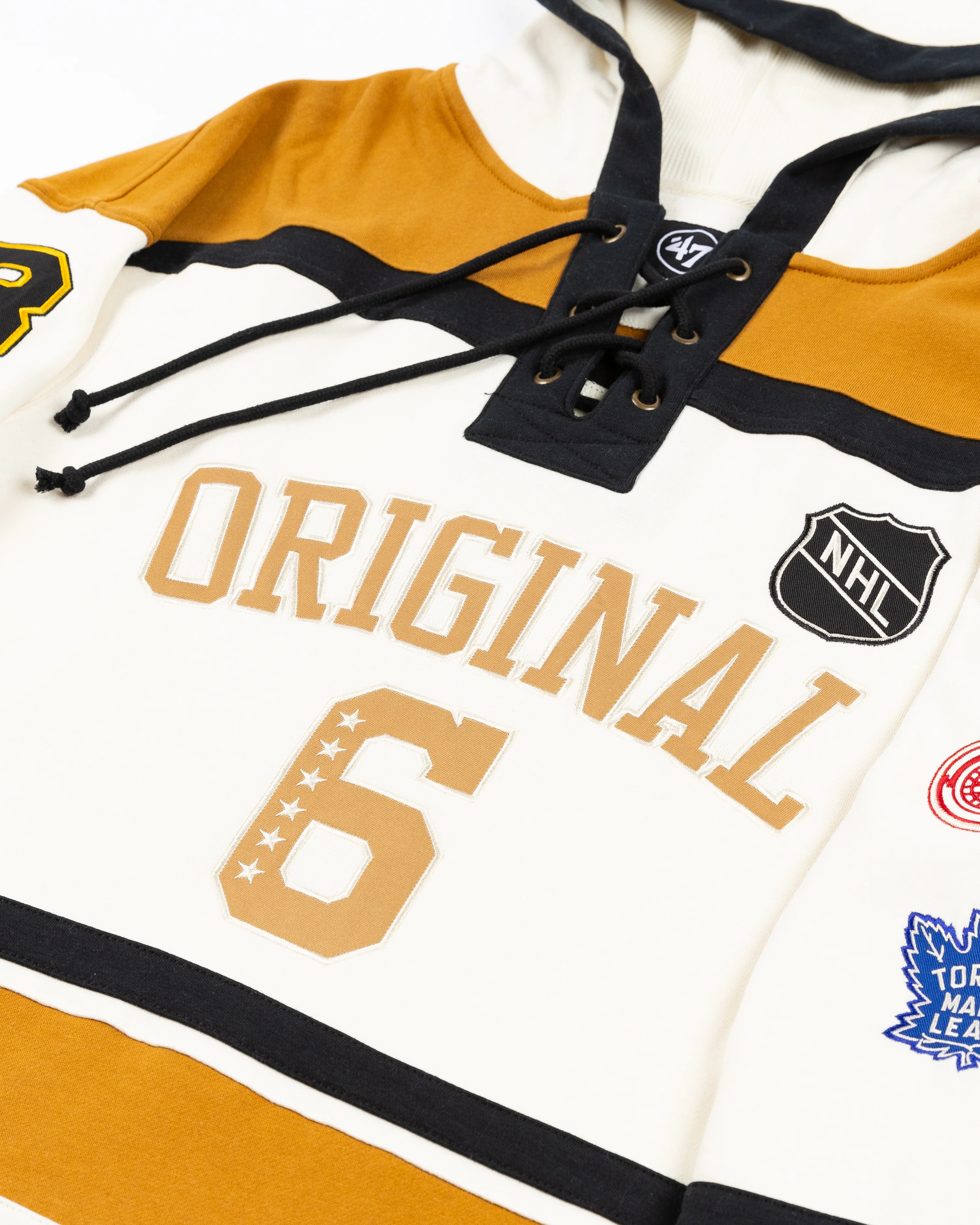'47 Chicago Blackhawks Original 6 Fleece Lace Jersey Style Hood - Image 3