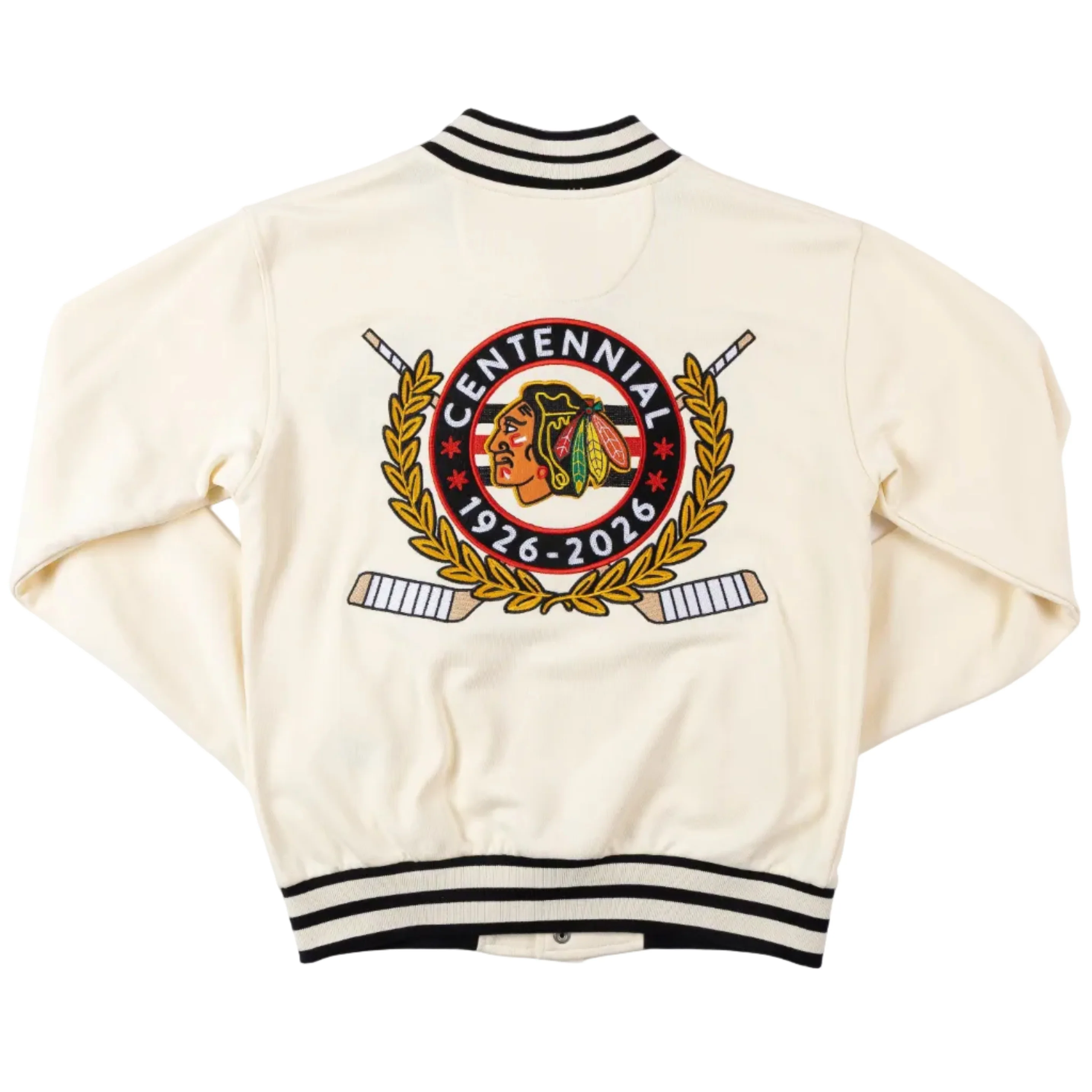 American Needle Chicago Blackhawks Centennial French Terry Letterman Jacket - Image 5