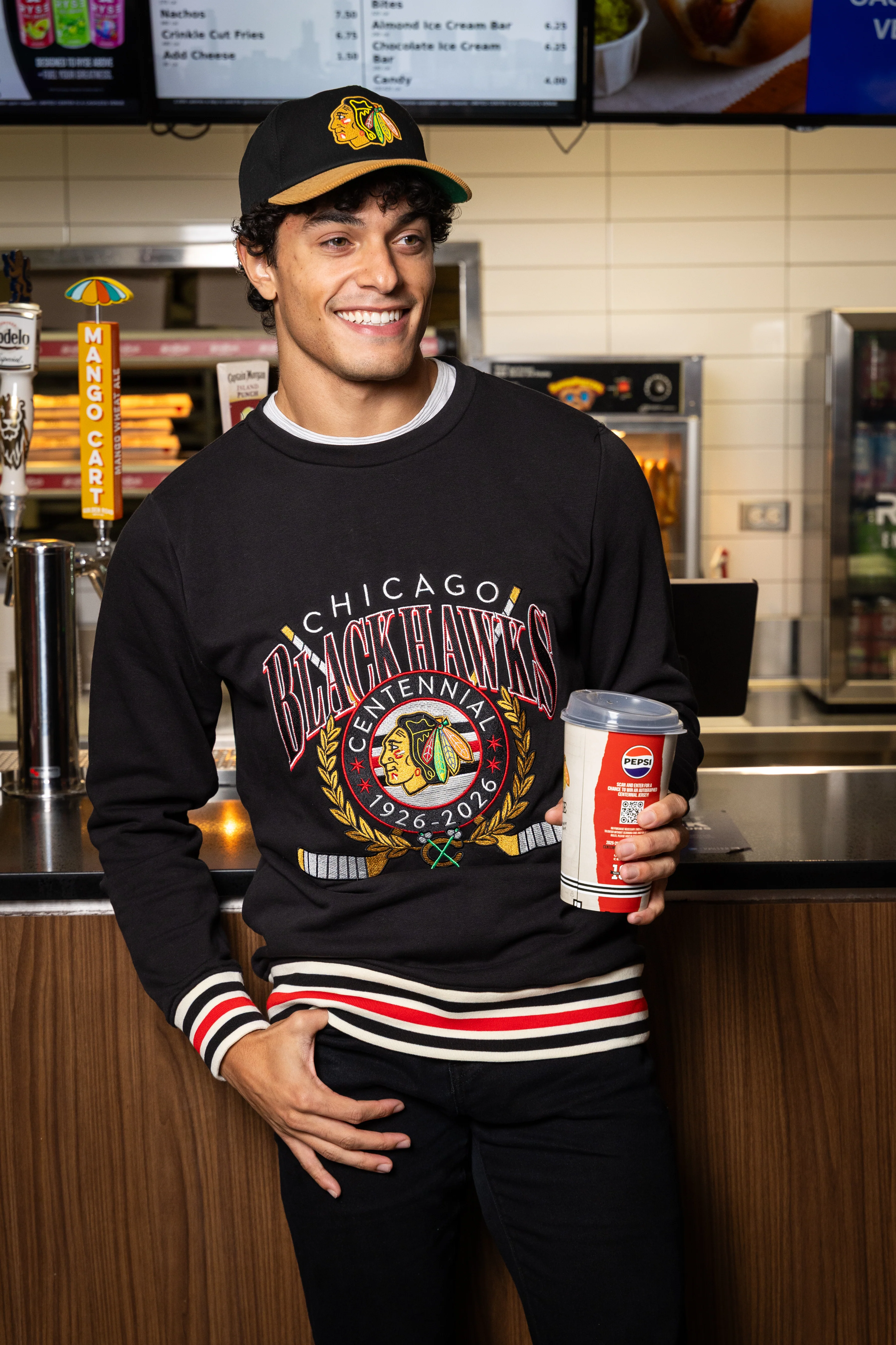 American Needle Chicago Blackhawks Centennial French Terry Rib Cuff Crewneck - Image 2