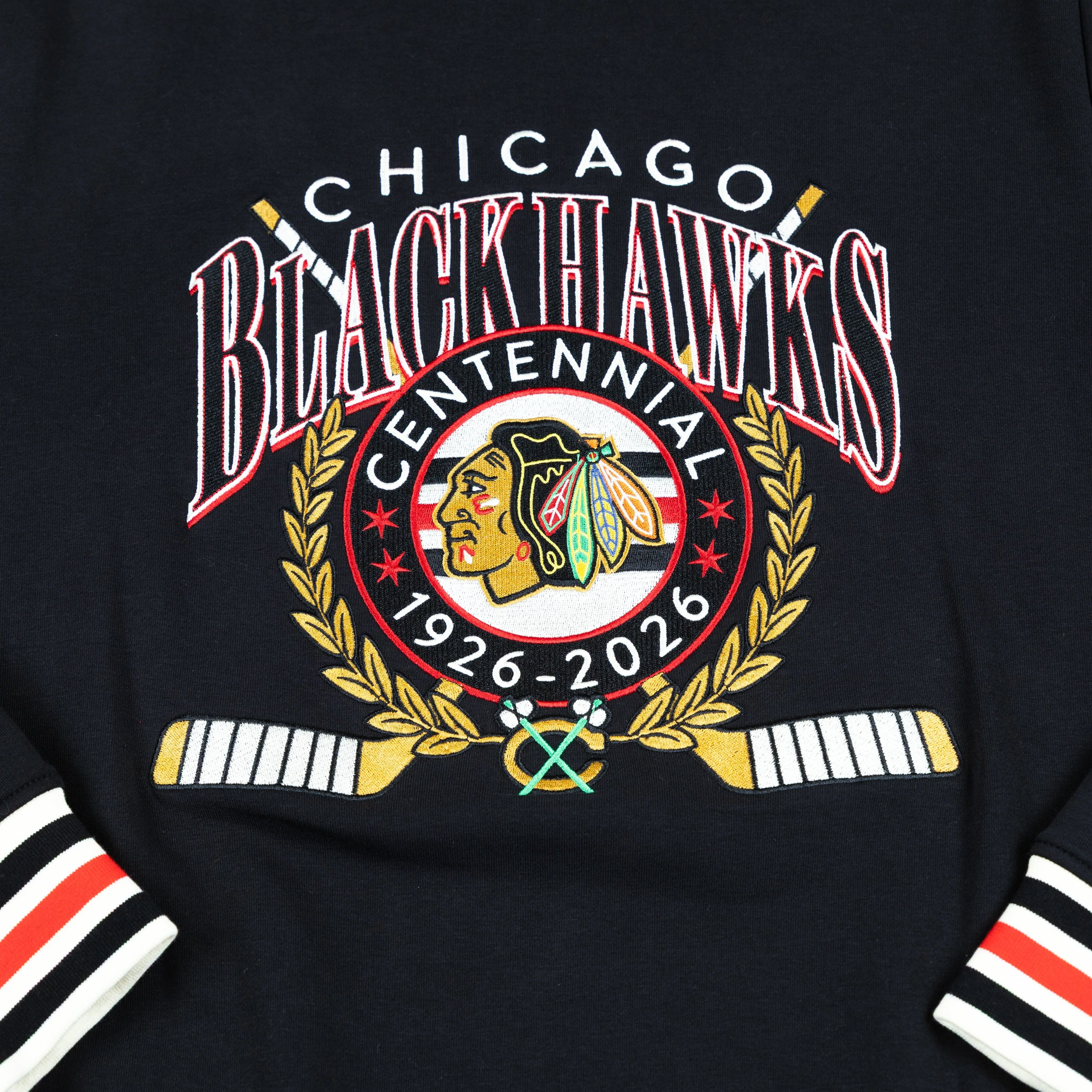 American Needle Chicago Blackhawks Centennial French Terry Rib Cuff Crewneck - Image 4
