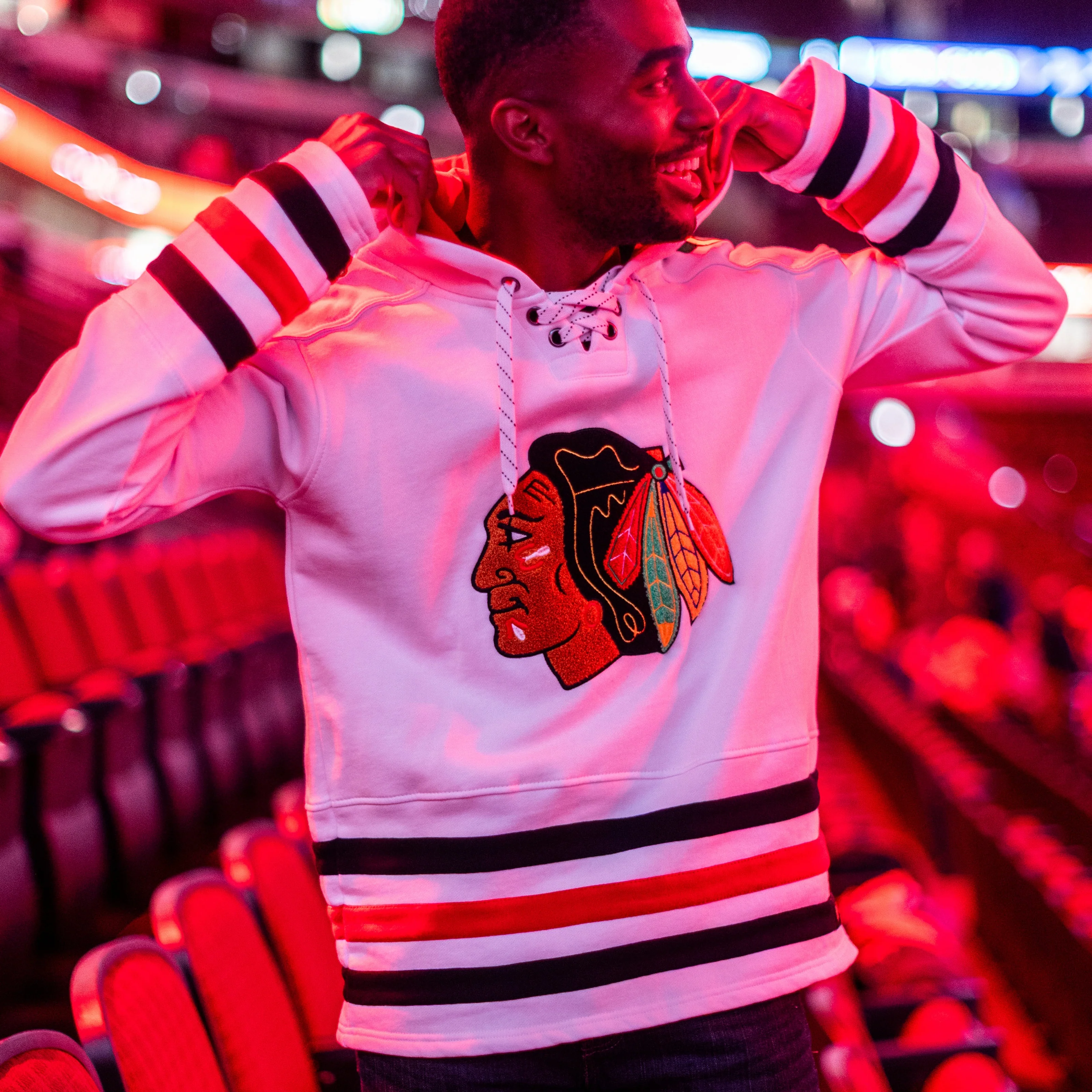 Blackhawks Originals White Hockey Hoodie - Image 7