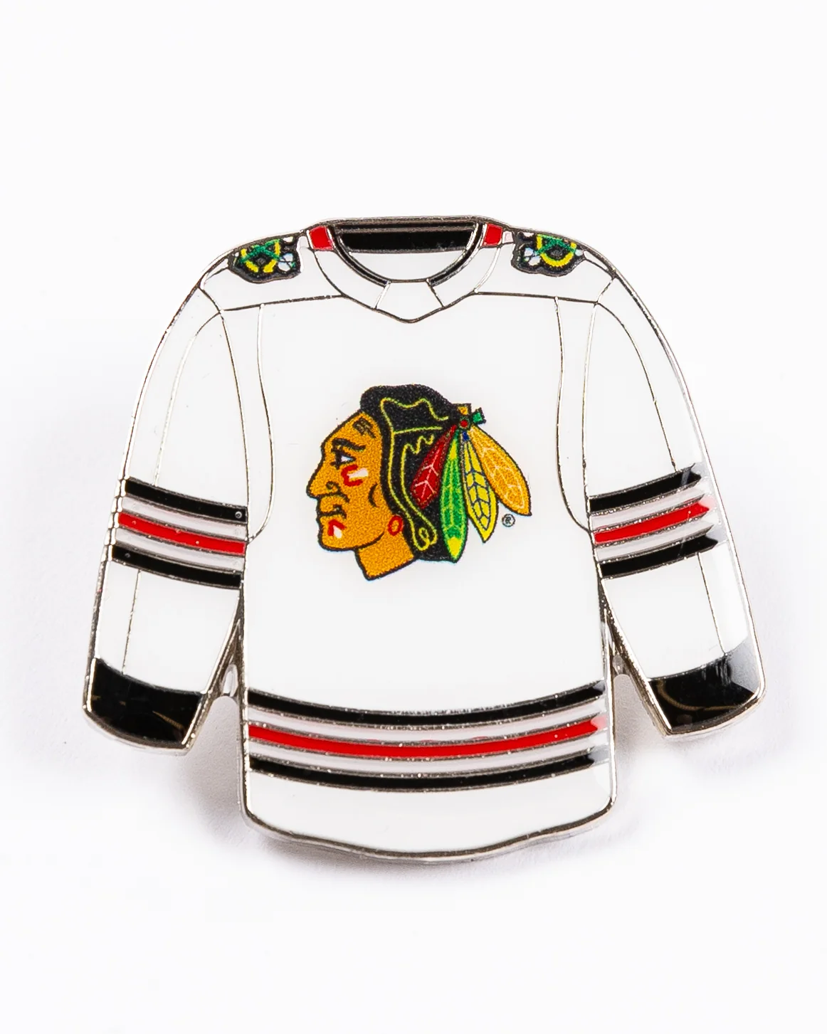 BLACKHAWKS WHITE JERSEY DIE-STRUCK PIN