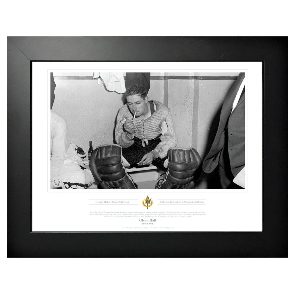 Chicago Blackhawks Memorabilia Framed Print 1975 Glenn Hall Black & White Classic