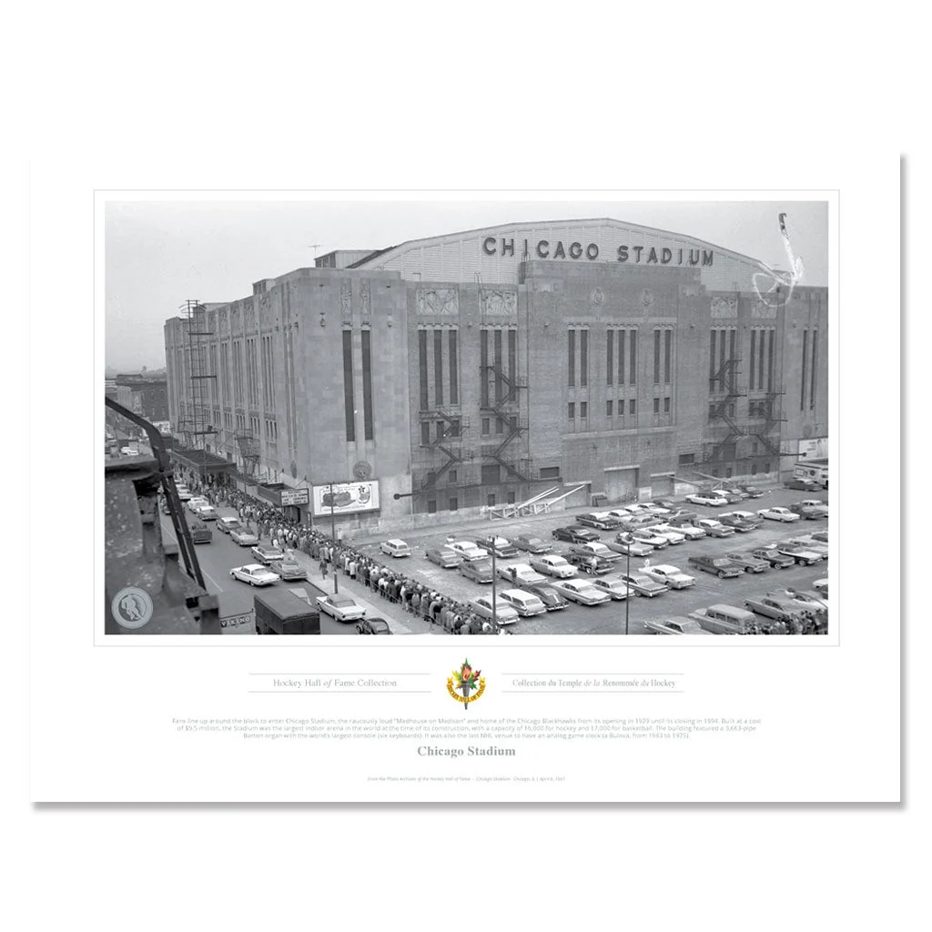 Chicago Blackhawks Memorabilia Madhouse on Madison Black & White Classic Print