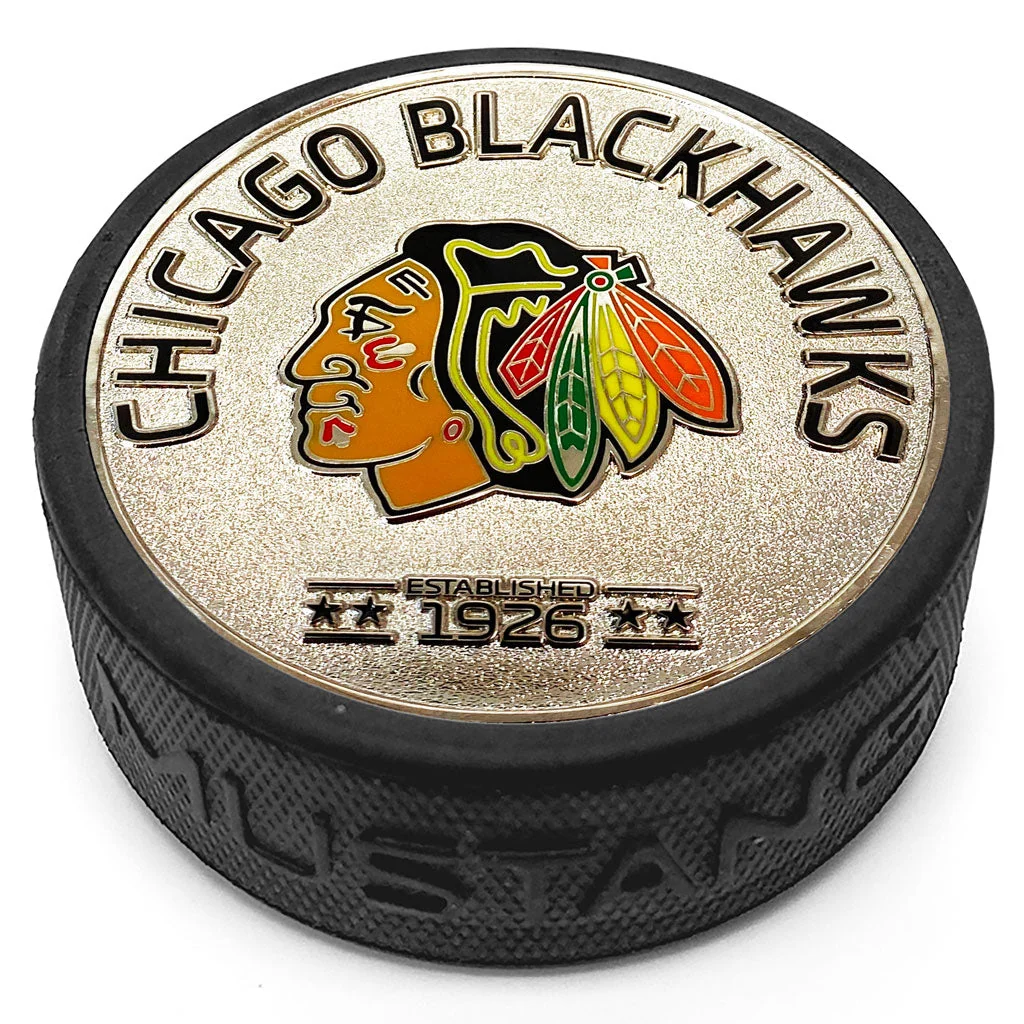 Chicago Blackhawks Puck - Silver Established Medallion - Image 2