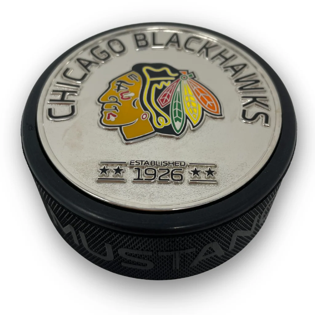 Chicago Blackhawks Puck - Silver Established Medallion - Image 4