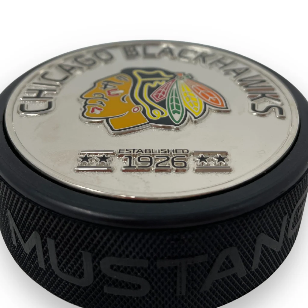 Chicago Blackhawks Puck - Silver Established Medallion - Image 5