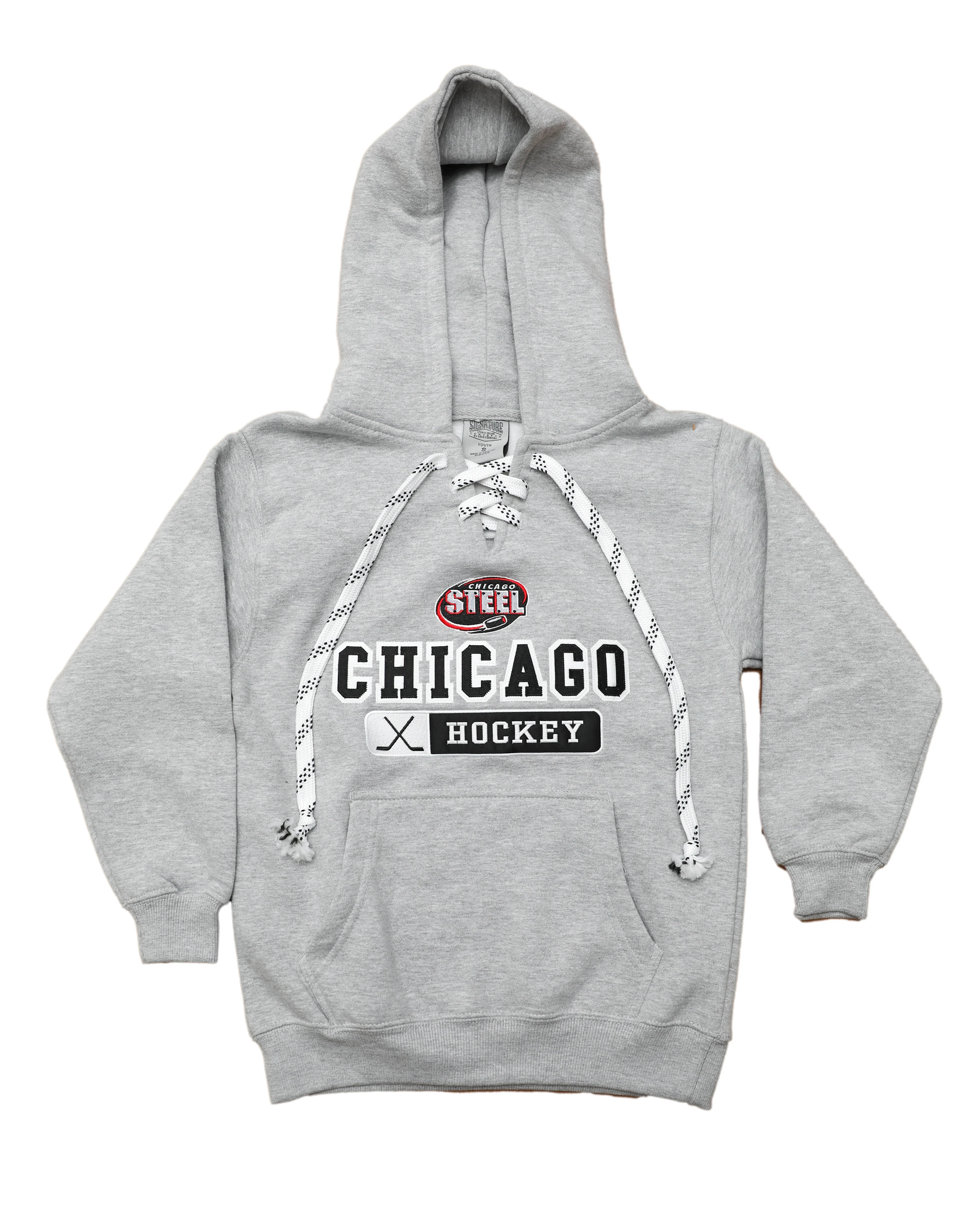Chicago Steel Youth Sport Grey Laced Hooded Sweatshirt