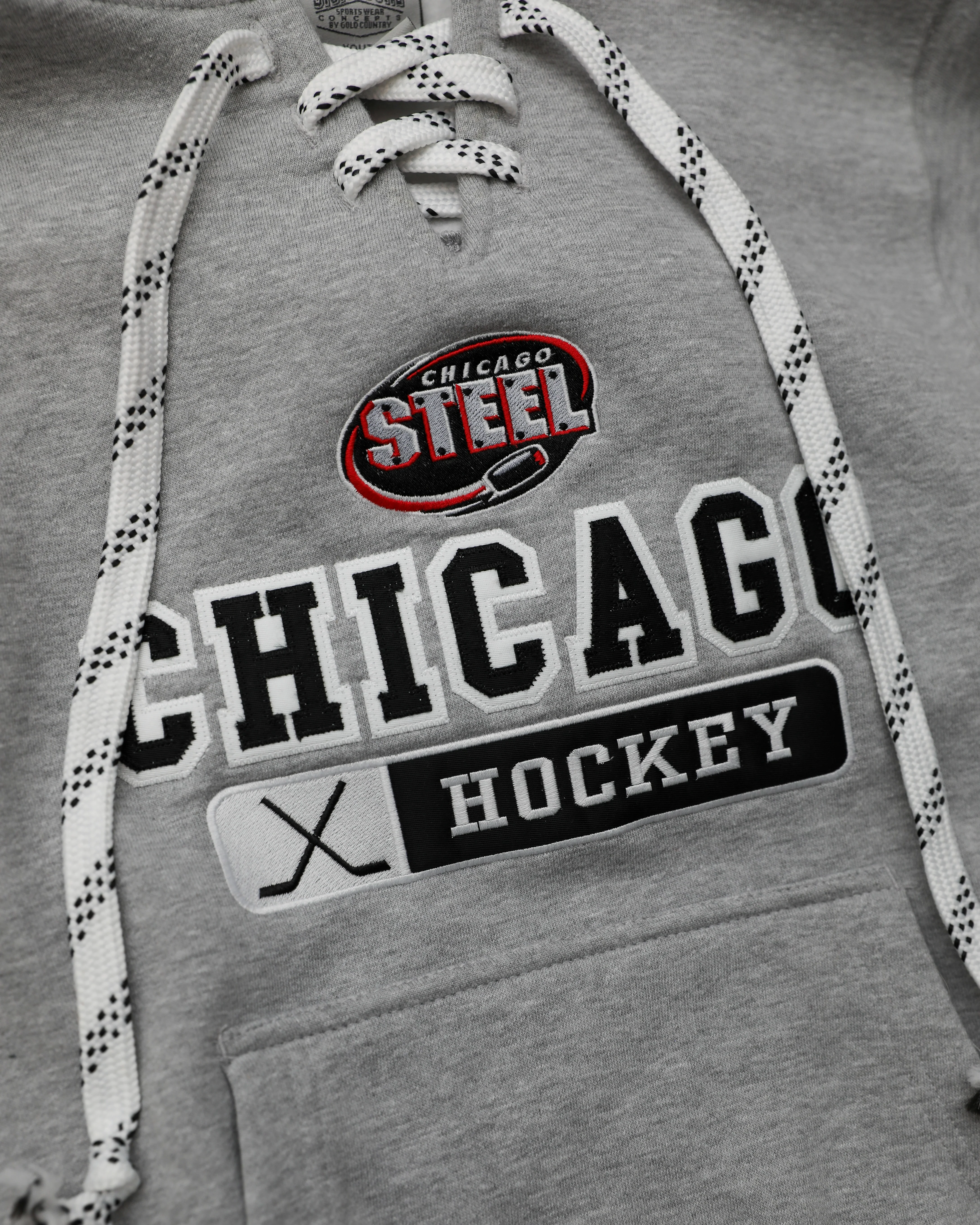 Chicago Steel Youth Sport Grey Laced Hooded Sweatshirt - Image 2