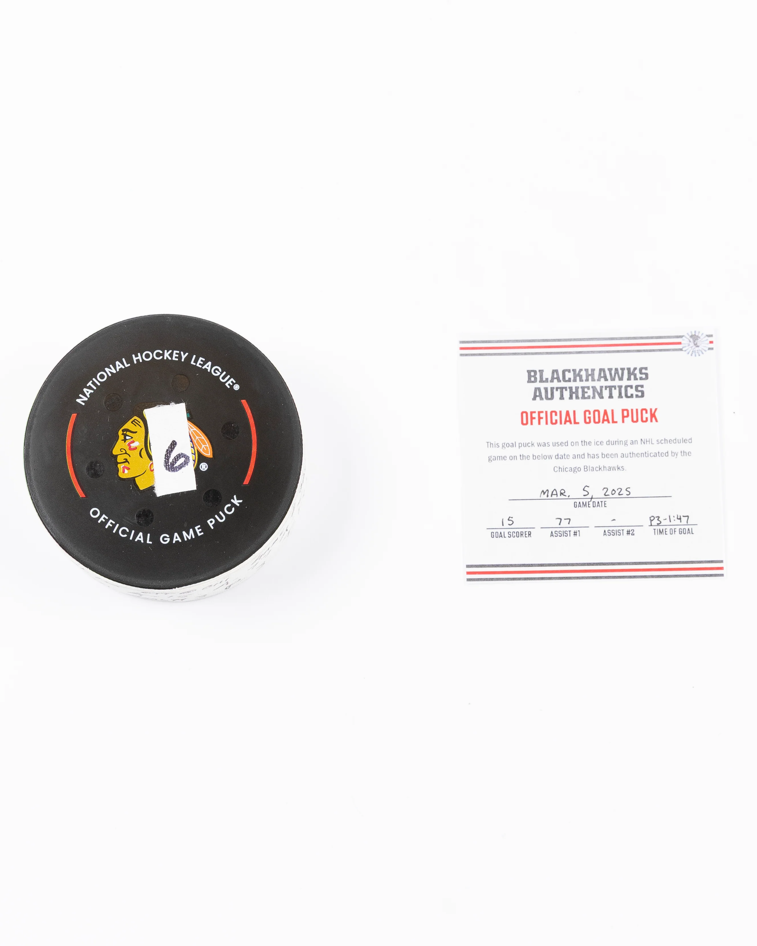 Craig Smith Game-Used Goal Puck 3/5/25 19670 - Image 5