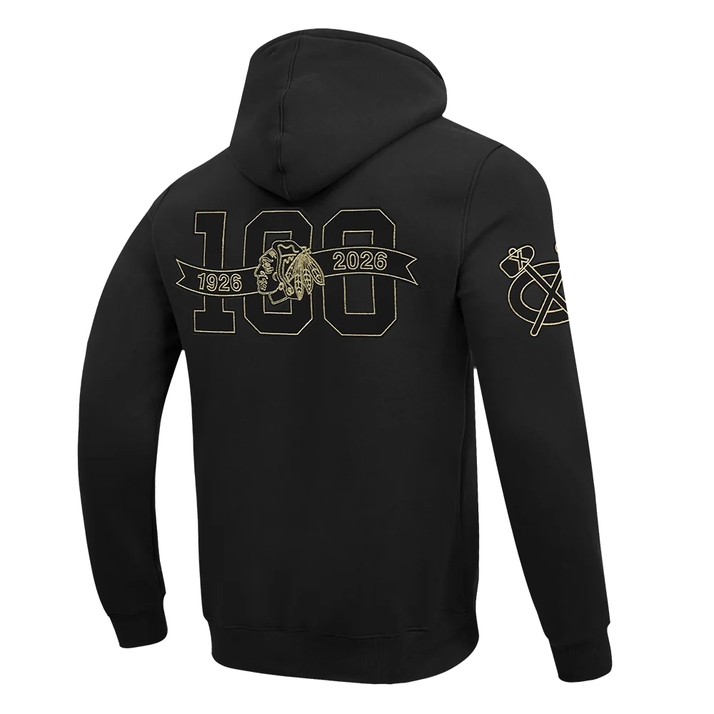Pro Standard Chicago Blackhawks Centennial Black & Gold Hoodie - Image 2