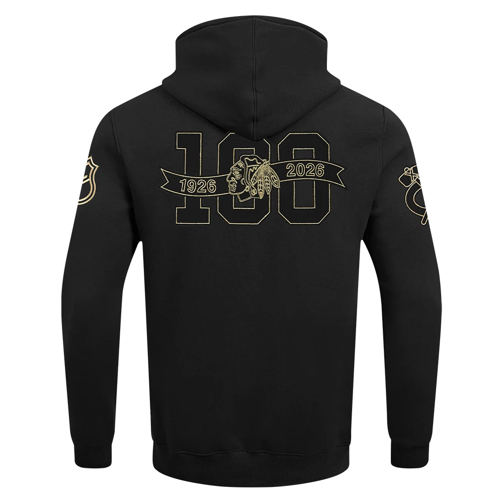 Pro Standard Chicago Blackhawks Centennial Black & Gold Hoodie - Image 3