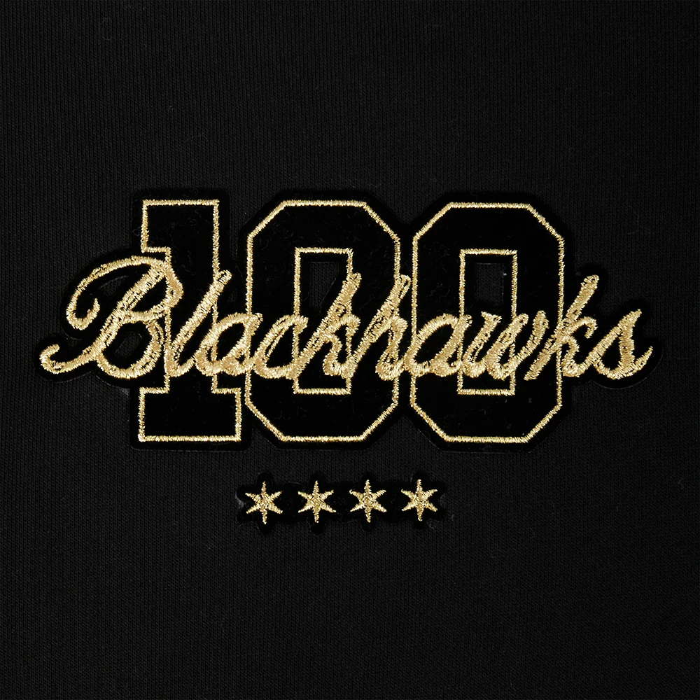 Pro Standard Chicago Blackhawks Centennial Black & Gold Hoodie - Image 6