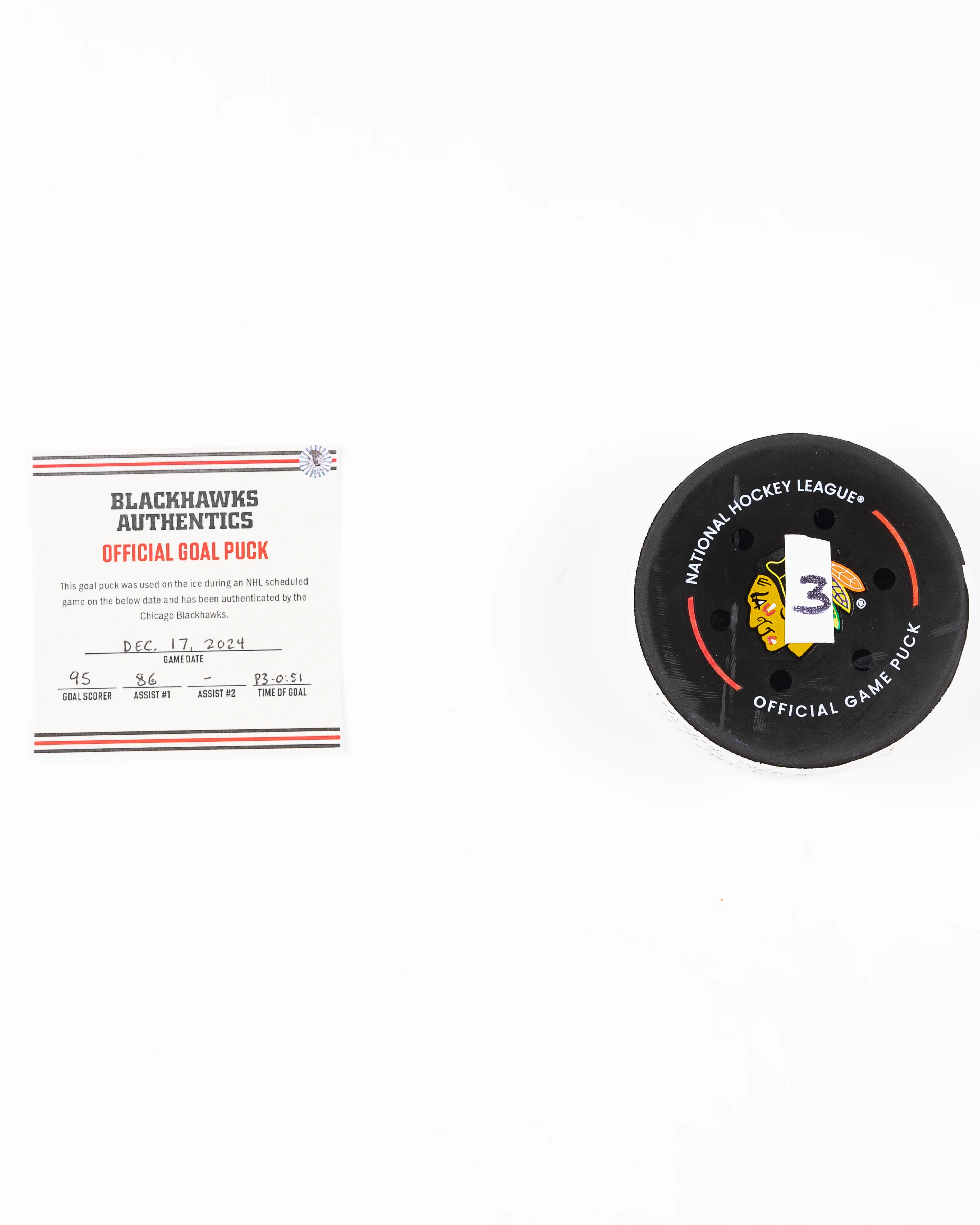 Ilya Mikheyev Game-Used Goal Puck 12/17/24 16646 - Image 5