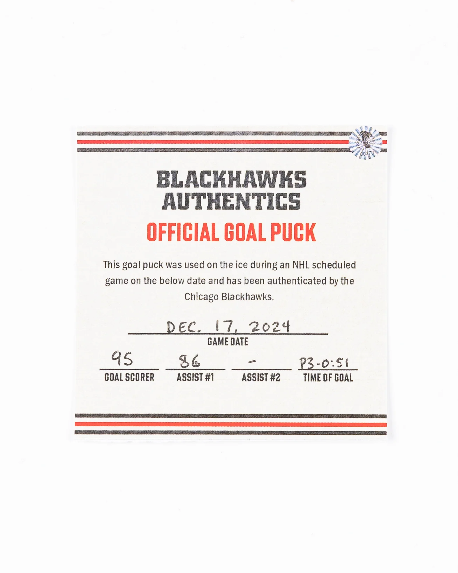 Ilya Mikheyev Game-Used Goal Puck 12/17/24 16646 - Image 8