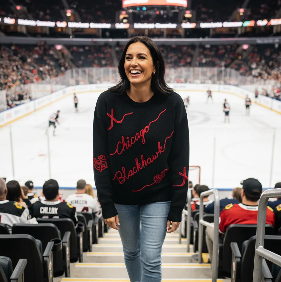 Kadyluxe Chicago Blackhawks Women's Love Letter Sweater - Image 2