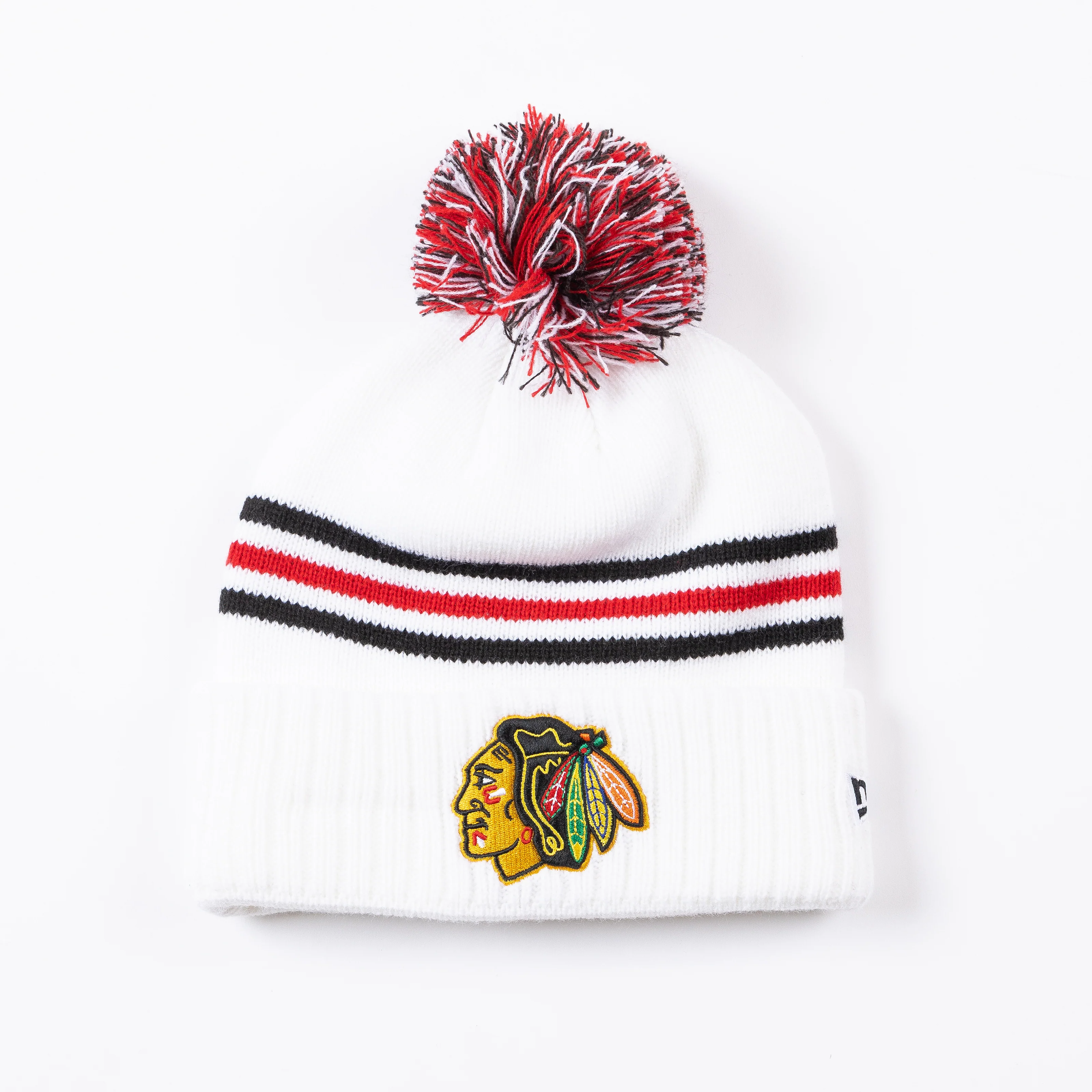 New Era Chicago Blackhawks Centennial Cuff Pom Beanie - Image 3