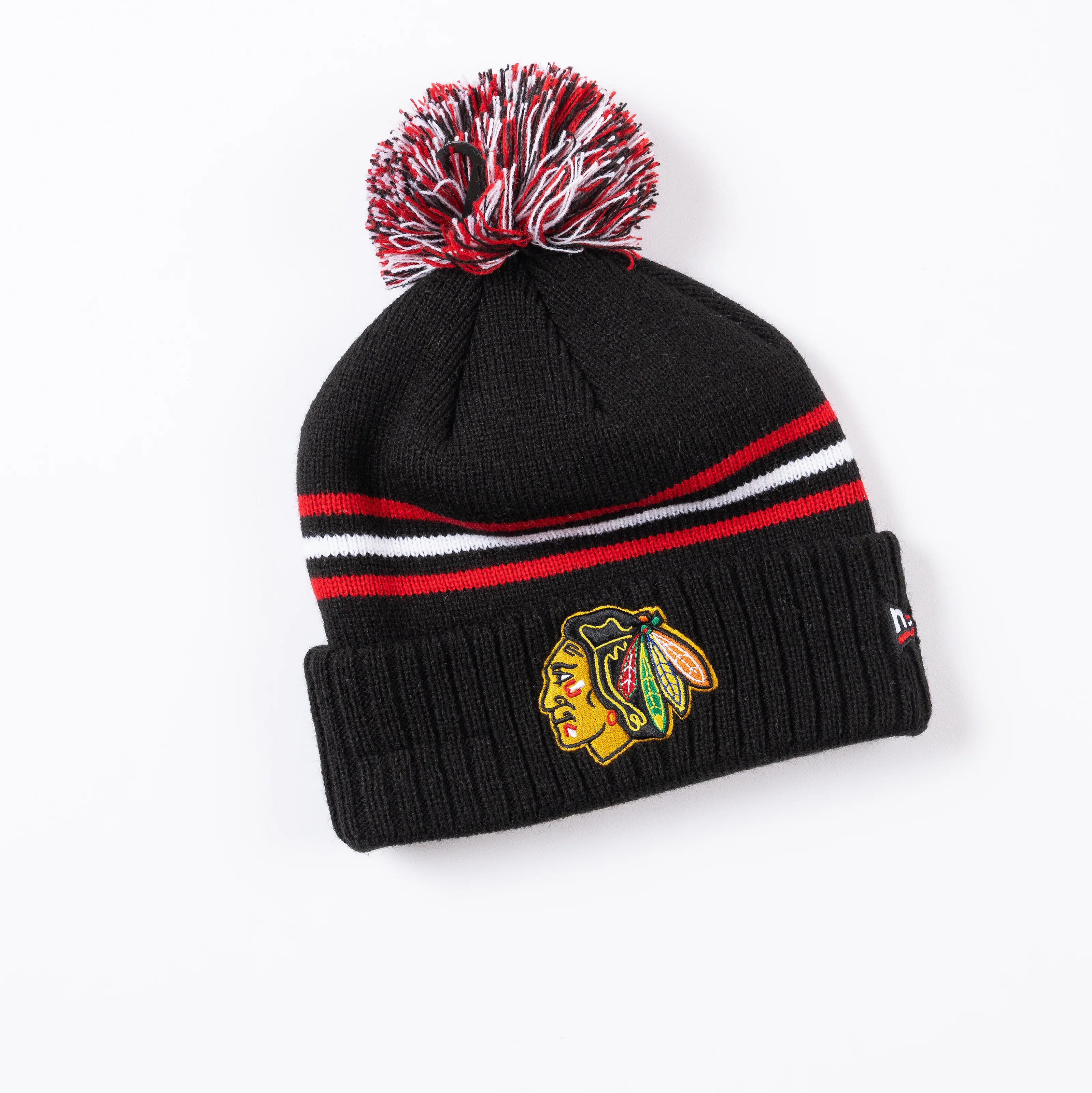 New Era Chicago Blackhawks Centennial Cuff Pom Beanie - Image 5