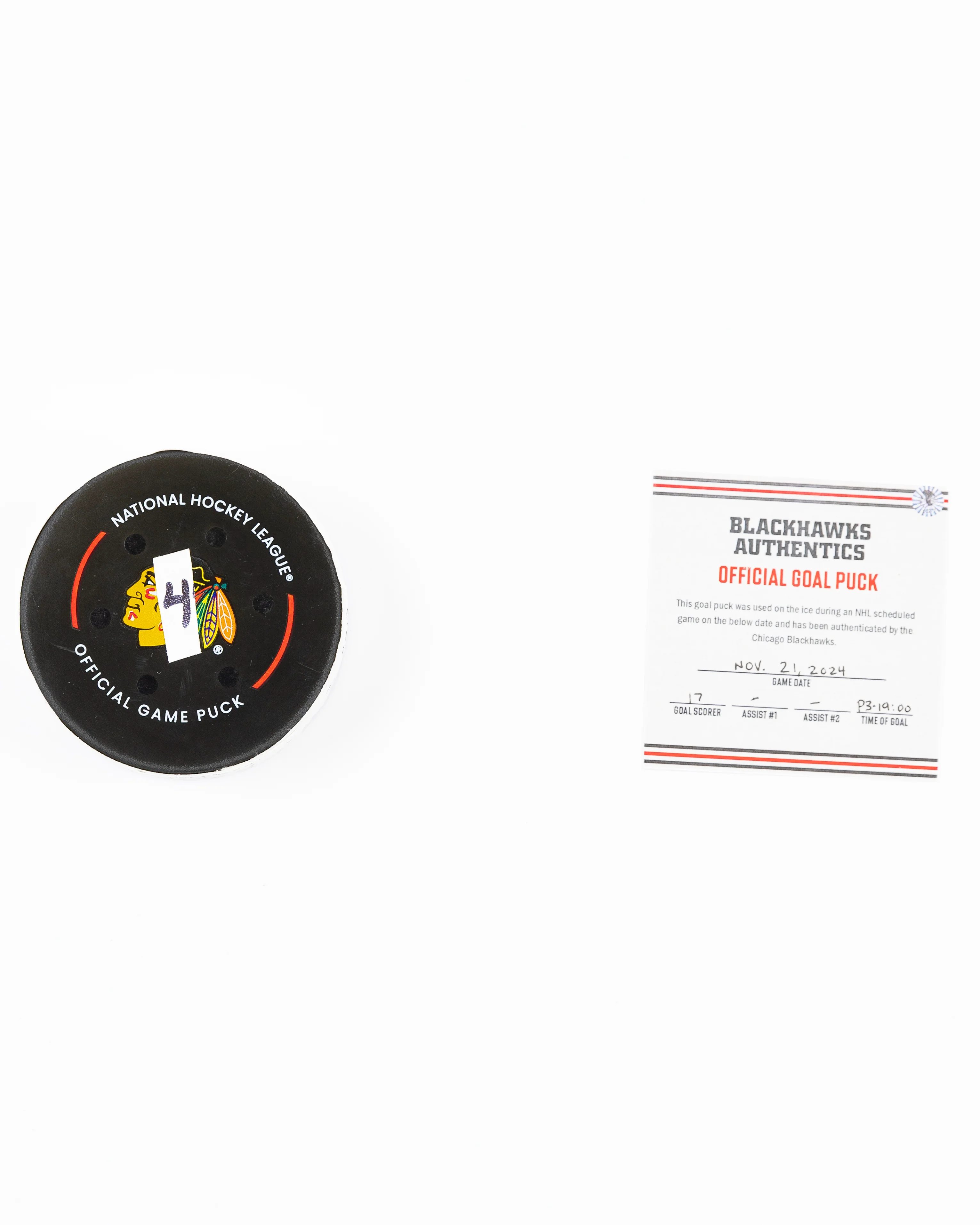 Nick Foligno Game-Used Goal Puck 11/21/24 15946 - Image 4