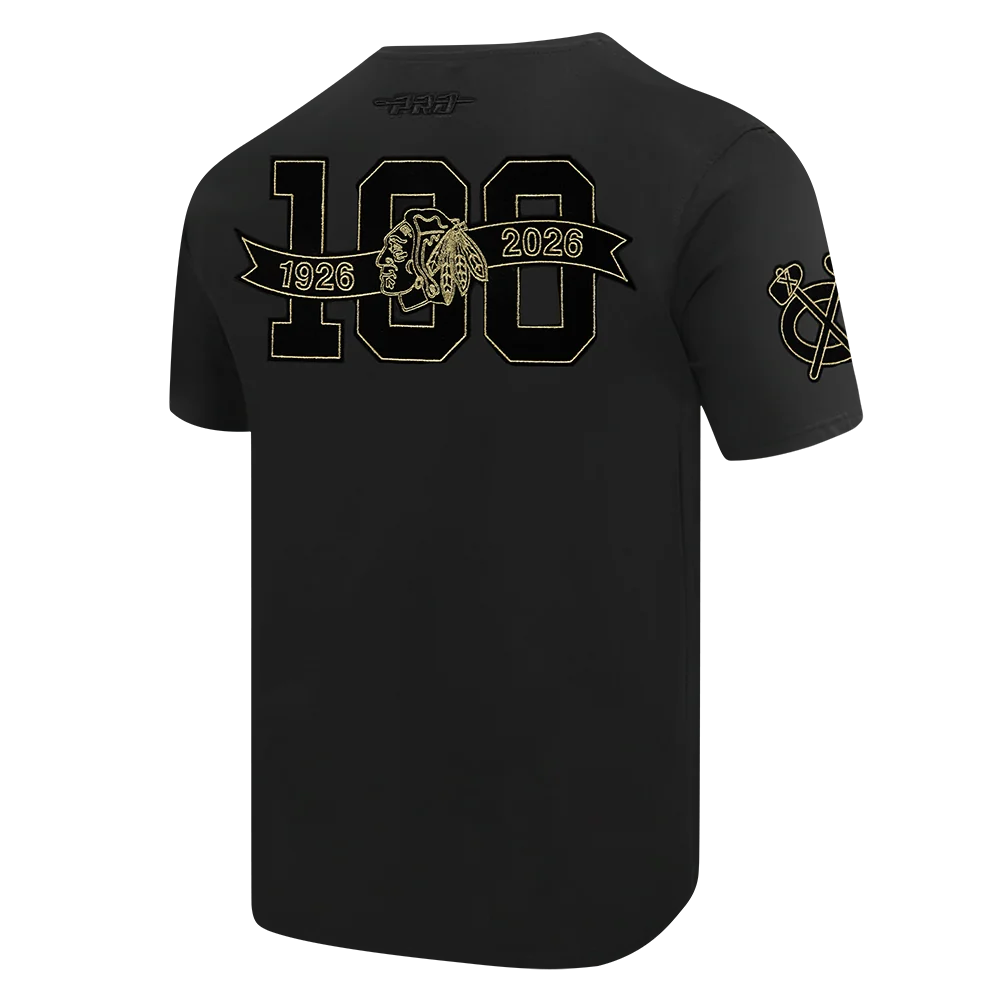 Pro Standard Chicago Blackhawks Centennial Black & Gold Short Sleeve Tee - Image 2