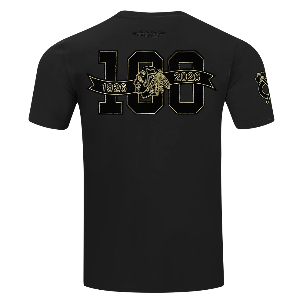 Pro Standard Chicago Blackhawks Centennial Black & Gold Short Sleeve Tee - Image 3
