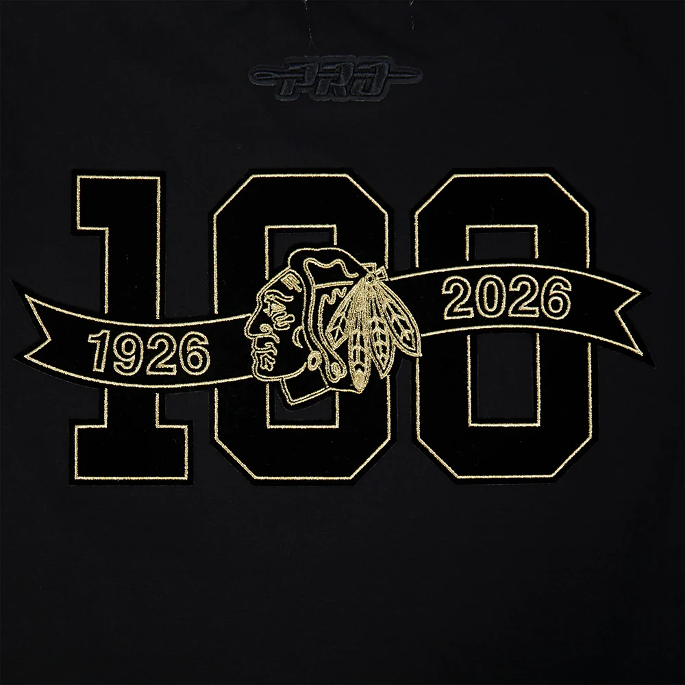 Pro Standard Chicago Blackhawks Centennial Black & Gold Short Sleeve Tee - Image 7