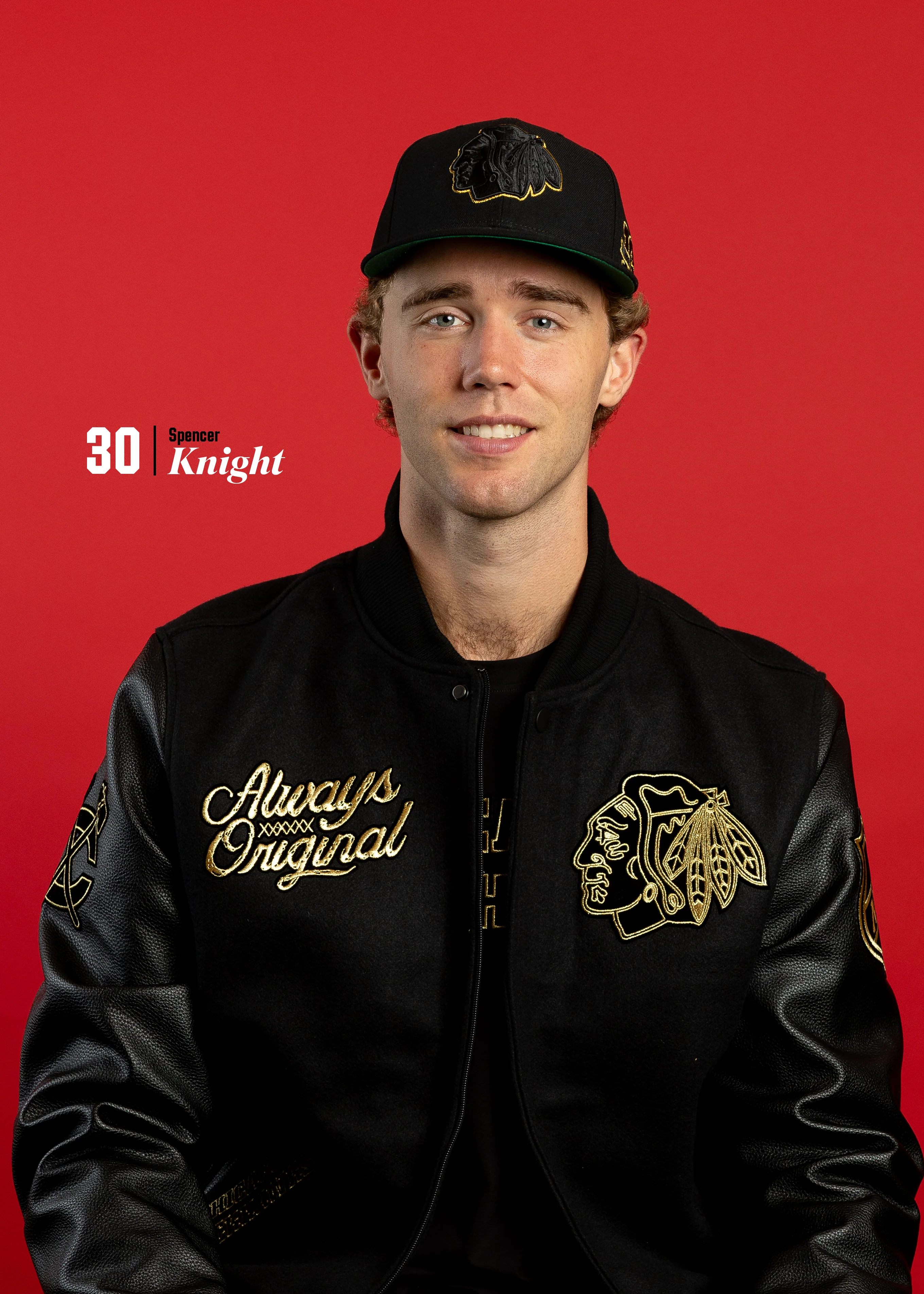 Pro Standard Chicago Blackhawks Centennial Black & Gold Wool Varsity Jacket - Image 2