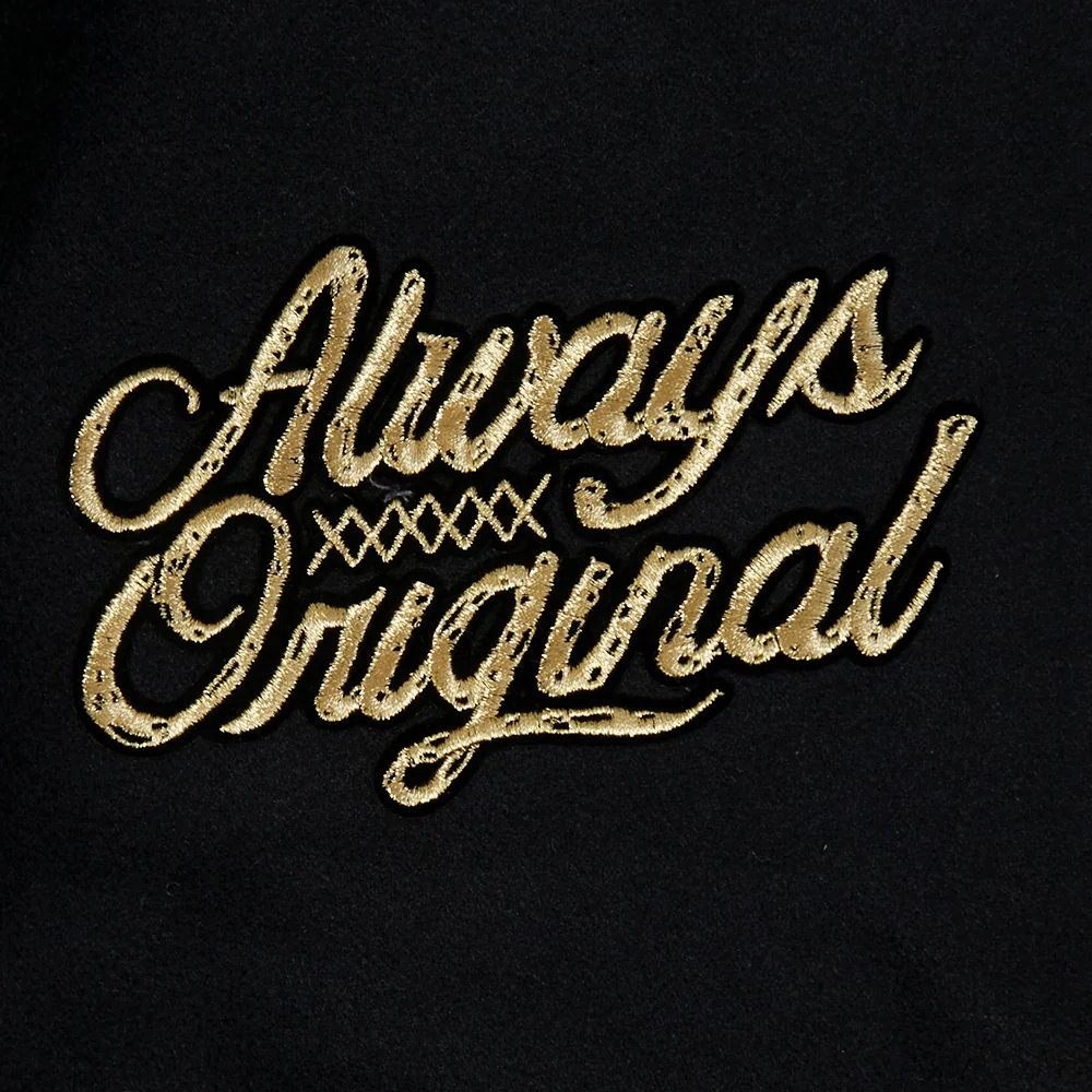 Pro Standard Chicago Blackhawks Centennial Black & Gold Wool Varsity Jacket - Image 8