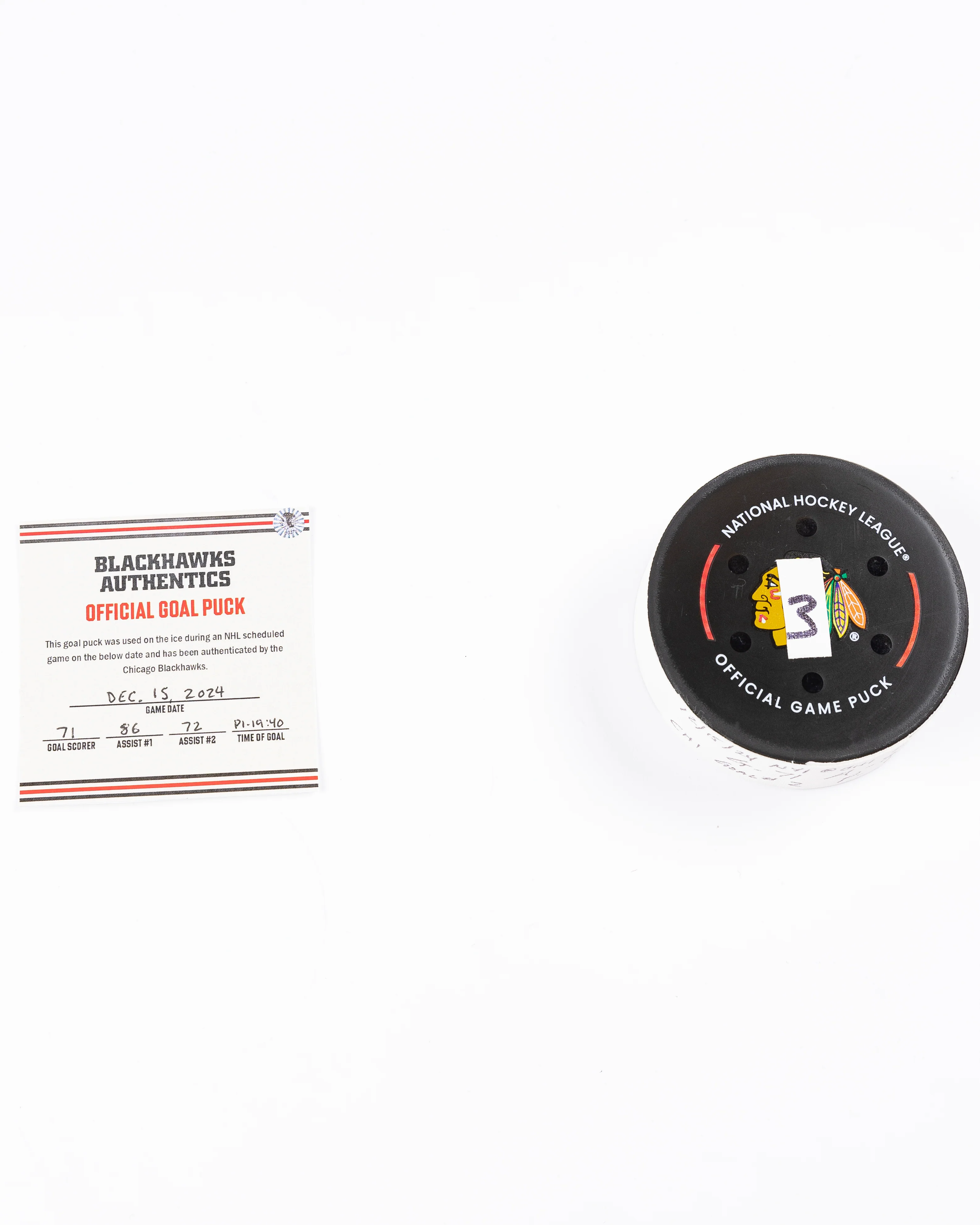 Taylor Hall Game-Used Goal Puck 12/15/24 16629 - Image 5